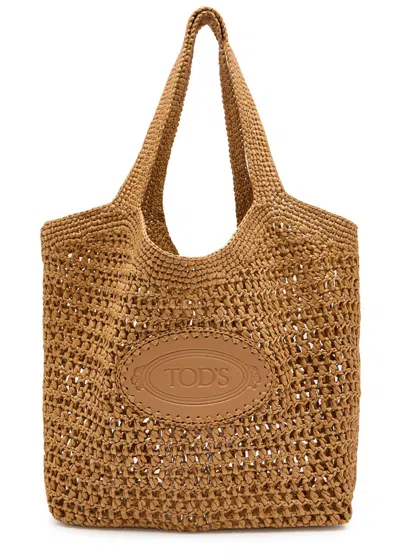 Tod's Tods Shopping Media Raffia Tote Bag In Brown