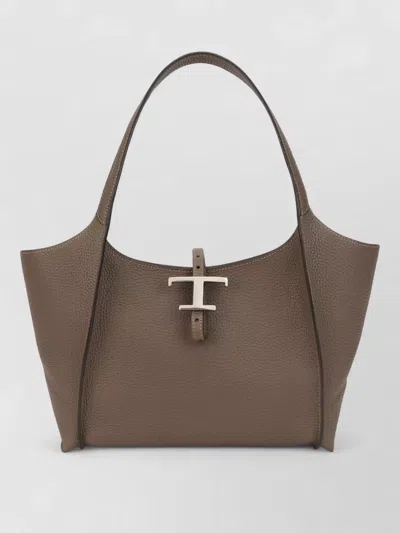 Tod's Shopping Shoulder Bag T Soft Silhouette Leather In Brown