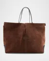 Tod's Shopping Suede Tote Bag In Marrone Africa Nero