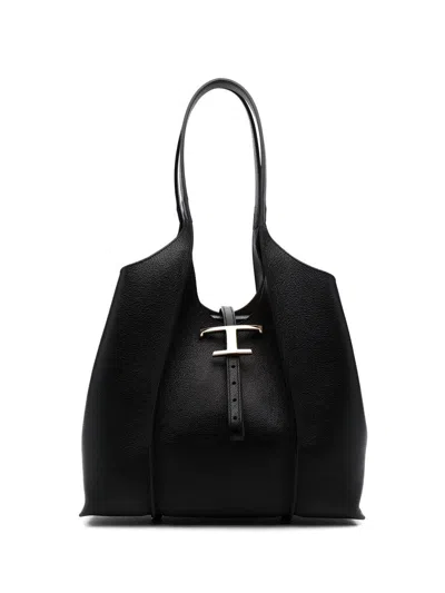 Tod's Shopping Timeless In Pelle Piccola In Black