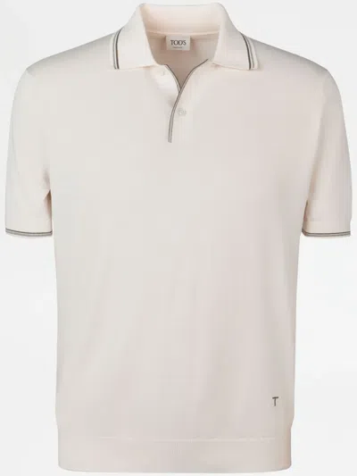 Tod's Short-sleeved Cotton Polo Shirt In White