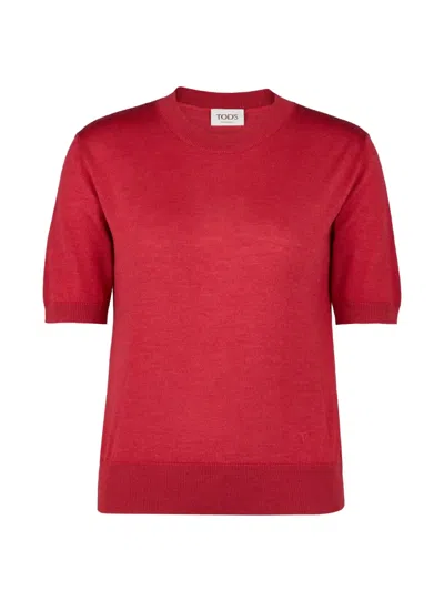 Tod's Short-sleeve Sweater In Red