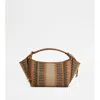 Tod's Shoulder Bag In Fabric And Leather Small In Orange