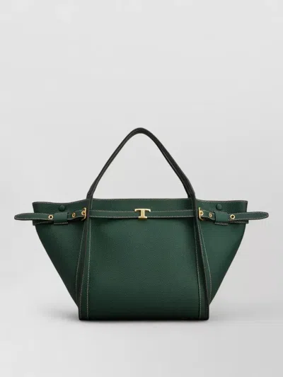 Tod's Shoulder Bag Structured Shape Top Handles Strap In Green