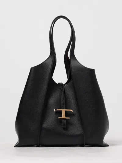 Tod's Large Textured-leather Shoulder Bag In Black