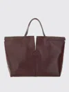 Tod's Bordeaux Tote Bag With Two Top Handles And Embossed Logo Lettering On The Front In Purple