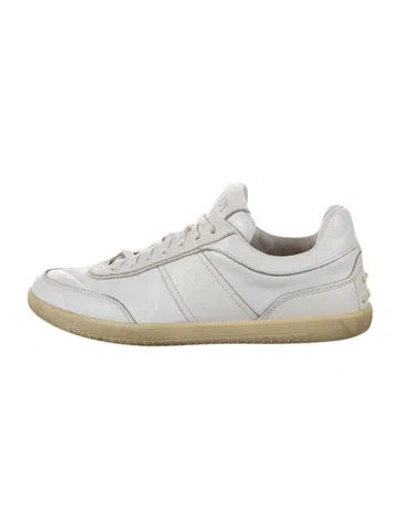 Pre-owned Tod's Signature Logo Leather Sneakers In Neutral