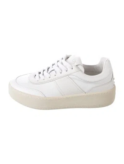 Pre-owned Tod's Signature Logo Leather Sneakers In White