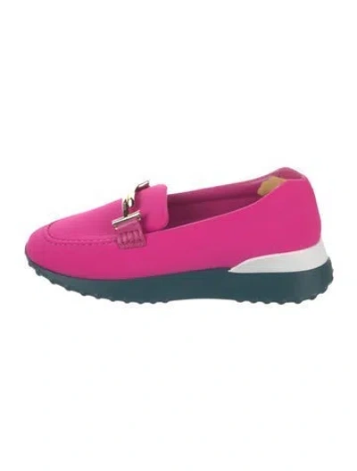 Pre-owned Tod's Signature Logo Nylon Loafers In Pink