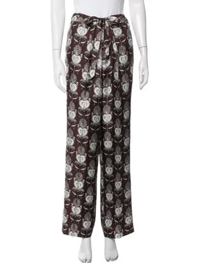 Pre-owned Tod's Silk Wide Leg Pants In Brown