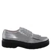 TOD'S TODS SILVER LEATHER LACE-UP BROGUE SHOES