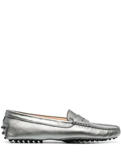 Tod's Silver Slip On Loafers