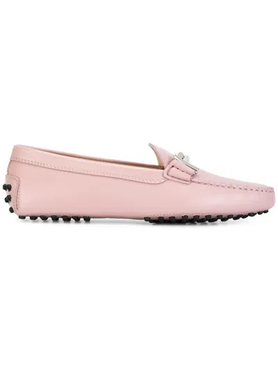 Tod's Silver-tone Hardware Loafers In Pink