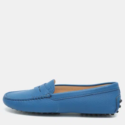 Pre-owned Tod's Size 36 Blue Leather Penny Loafers