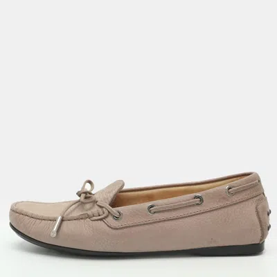 Pre-owned Tod's Size 36.5 Beige Leather Loafers In Sand