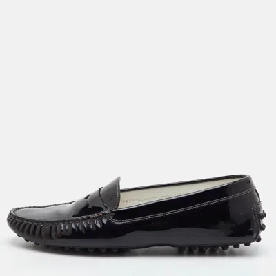 Pre-owned Tod's Size 39 Black Patent Leather Penny Loafers