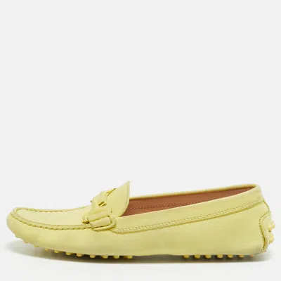 Pre-owned Tod's Size 39.5 Green Nubuck Leather Penny Loafers