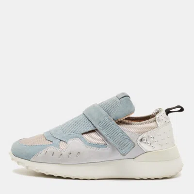 Pre-owned Tod's Size 39.5 Multicolor Fabric And Suede Low Top Sneakers