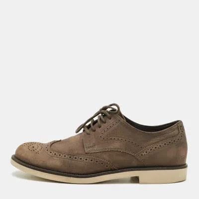 Pre-owned Tod's Size 40 Brown Nubuck Leather Oxfords