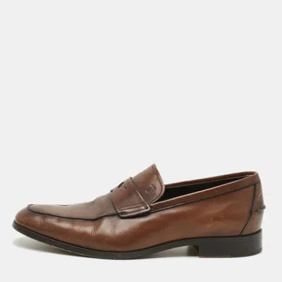 Pre-owned Tod's Size 41 Brown Leather Penny Loafers