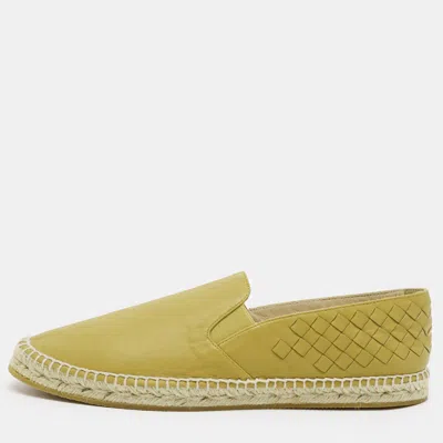 Pre-owned Tod's Size 41 Olive Green Woven Leather Espadrille Flats