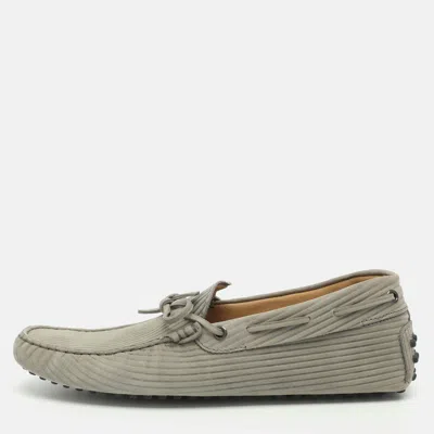 Pre-owned Tod's Size 41.5 Grey Suede Loafers
