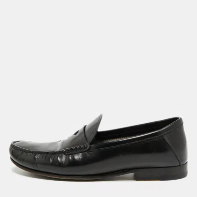 Pre-owned Tod's Size 42 Black Leather Penny Loafers