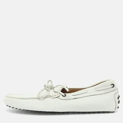 Pre-owned Tod's Size 42 White Leather Loafers