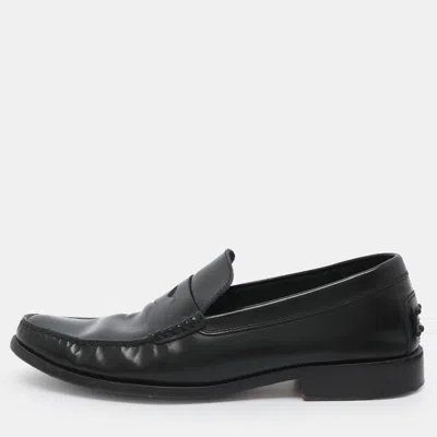 Pre-owned Tod's Size 45.5 Black Leather Penny Loafers