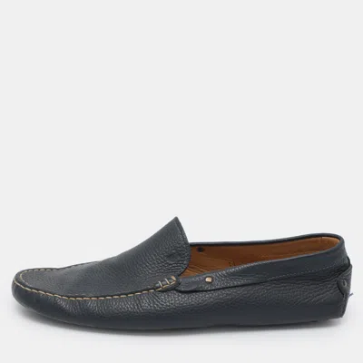 Pre-owned Tod's Size 45.5 Navy Blue Leather Loafers