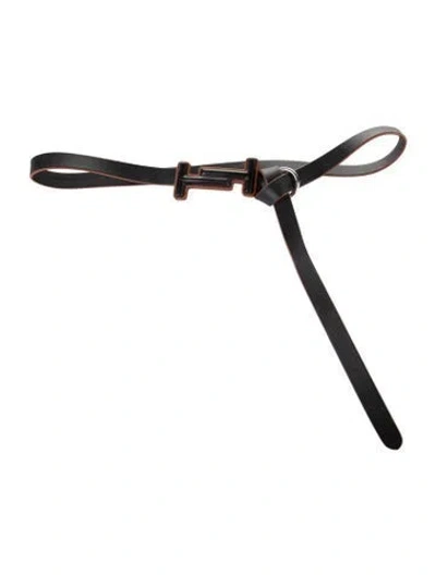 Pre-owned Tod's Skinny Leather Belt In Brown