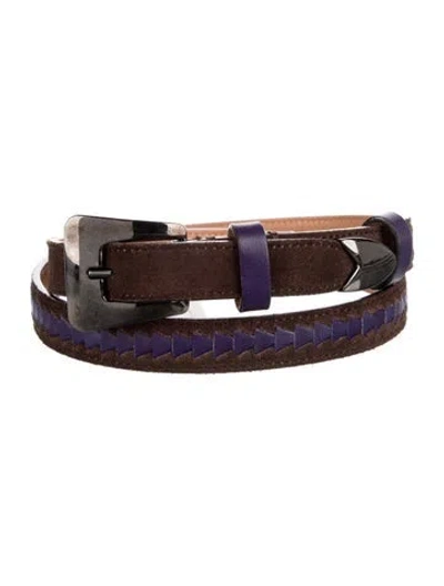 Pre-owned Tod's Skinny Leather Belt In Purple