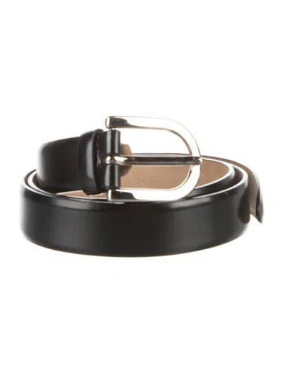 Pre-owned Tod's Skinny Leather Waist Belt In Black