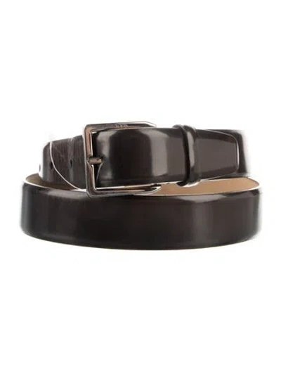 Pre-owned Tod's Skinny Patent Leather Waist Belt In Brown