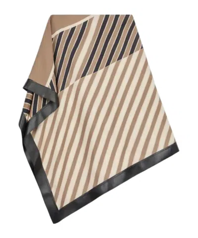 Tod's Skirt In Silk With Leather Inserts In Brown
