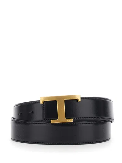 Tod's Tod`s Sleek 100% Calf Leather Belt For Men In Black