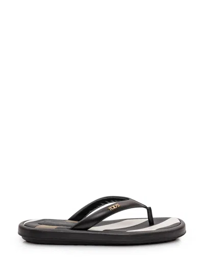 Tod's Tod`s Sleek Comfort Sandals With Shaped Strap In Black