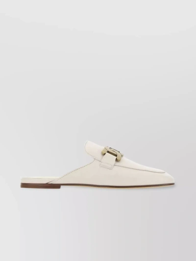 Tod's Catena Chain-link Leather Slippers In White