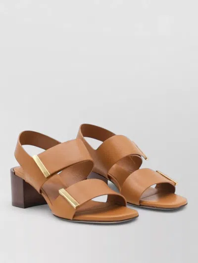 Tod's Slingback Block Heel Sandals Nylon Silk In Multi
