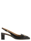 Tod's Branded Metal Bar Leather Slingback In Black