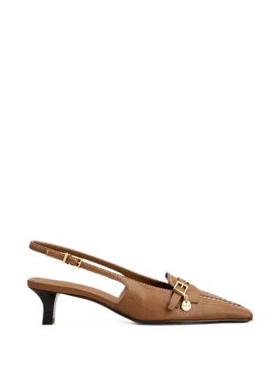 Tod's Slingback Pumps In Leather In Brown