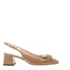 TOD'S SLINGBACK WITH GOLD BUCKLE IN SOFT DOVE GRAY PATENT LEATHER