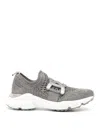 Tod's Sport Run Leather-trimmed Sneakers In Silver