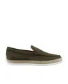 Tod's Suede Loafers With Round Toe And Braided Jute Sole In Brown