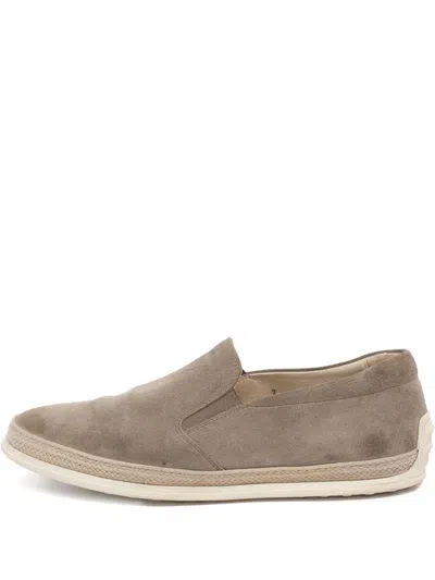 Pre-owned Tod's Slip-on Suede Loafers In Neutral