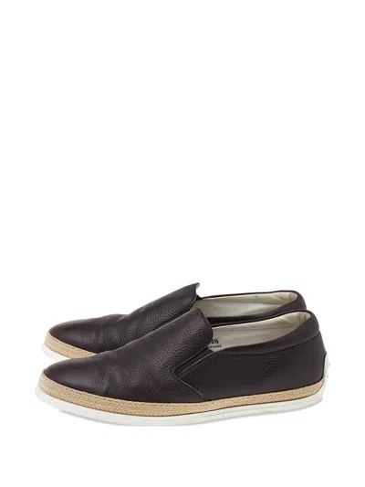 Pre-owned Tod's Slip-on Leather Sneakers In Brown