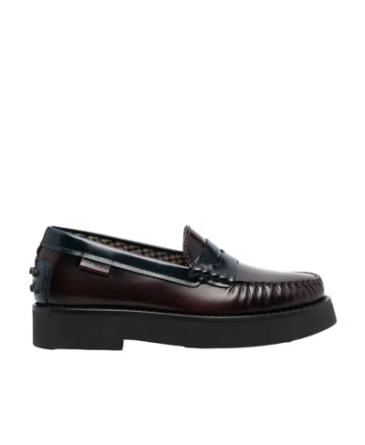 Tod's Slipper Leather Loafers In Brown