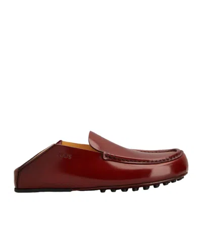 Tod's Slipper Loafers In Leather In Burgundy