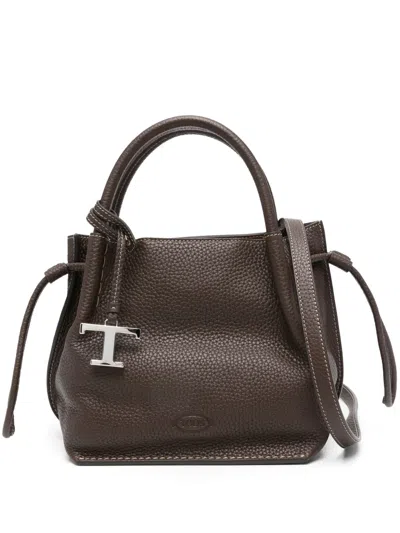 Tod's Small Buz Leather Tote Bag In Brown