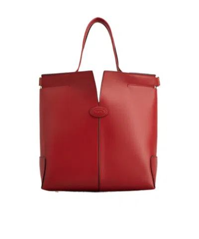 Tod's Small Di Bag Folio Tote Bag In Red